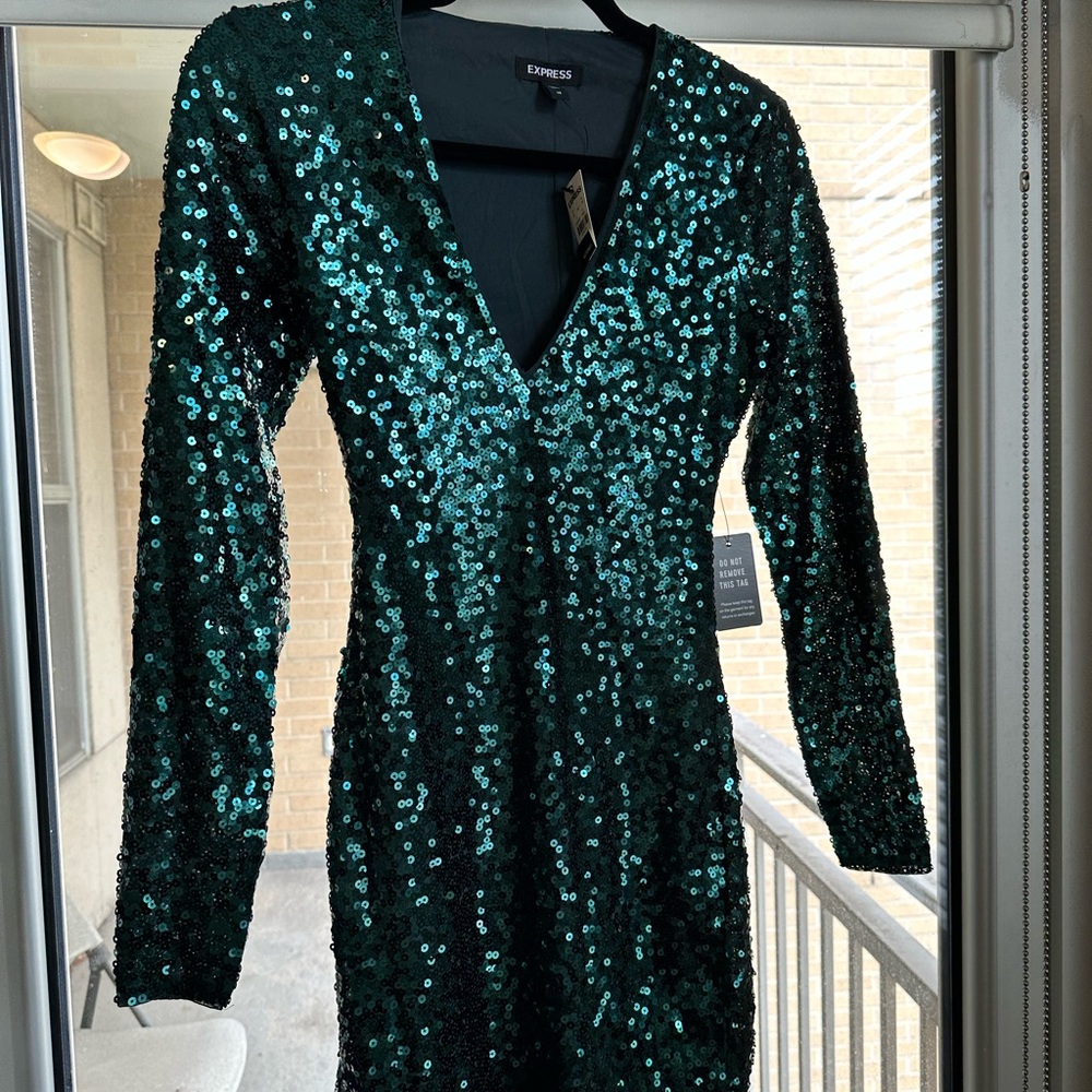 Express Teal Sequin Party Dress